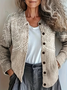 Damen Abstrakt Langarm Bequem Retro Print Strickjacke
