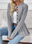 Damen Unifarben Langarm Bequem Lässig Strickjacke