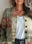 Damen Abstrakt Langarm Bequem Retro Print Strickjacke