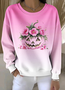 Lässig Rundhals Farbverlauf Sweatshirt