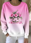 Lässig Rundhals Farbverlauf Sweatshirt