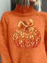 Damen Halloween (Kürbis) Langarm Bequem Retro Print Pullover