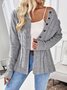 Damen Unifarben Langarm Bequem Lässig Strickjacke