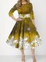 Damen Weihnachten Frühling/Herbst Kleid Rundhals Dreiviertelärmel A-Linien-Kleid