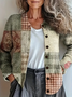 Damen Abstrakt Langarm Bequem Retro Print Strickjacke