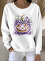 Lässig Rundhals Geblümt Sweatshirt