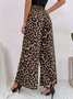 Damen Leopard Lang Elastische Taille Hose Retro Frühling/Herbst Hose