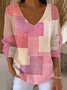 Damen Baumwolle Malerei Langarm Bequem Lässig Pullover
