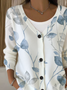 Damen Geblümt Langarm Bequem Lässig Strickjacke