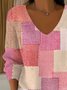 Damen Baumwolle Malerei Langarm Bequem Lässig Pullover