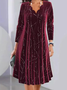 Damen Geometrisch Frühling/Herbst Kleid V-Ausschnitt Langarm Ballkleid A-Linien-Kleid