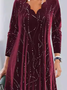 Damen Geometrisch Frühling/Herbst Kleid V-Ausschnitt Langarm Ballkleid A-Linien-Kleid