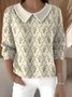 Damen Baumwolle Geometrisch Langarm Bequem Lässig Pullover
