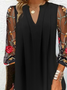 Damen Geblümt Frühling/Herbst Kleid V-Ausschnitt Langarm Ballkleid H-Linie Kleid