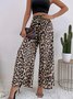 Damen Leopard Lang Elastische Taille Hose Retro Frühling/Herbst Hose
