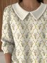 Damen Baumwolle Geometrisch Langarm Bequem Lässig Pullover