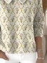 Damen Baumwolle Geometrisch Langarm Bequem Lässig Pullover