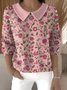 Damen Baumwolle Geblümt Langarm Bequem Lässig Pullover