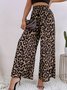 Damen Leopard Lang Elastische Taille Hose Retro Frühling/Herbst Hose