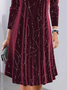 Damen Geometrisch Frühling/Herbst Kleid V-Ausschnitt Langarm Ballkleid A-Linien-Kleid