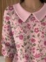 Damen Baumwolle Geblümt Langarm Bequem Lässig Pullover