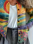 Damen Abstrakt Langarm Bequem Retro Print Strickjacke
