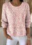 Damen Baumwolle Geometrisch Langarm Bequem Retro Pullover