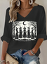 Retro Halloween V-Ausschnitt Dreiviertelärmel T-Shirt