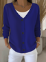 Damen Unifarben Langarm Bequem Lässig Strickjacke