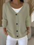 Damen Unifarben Langarm Bequem Lässig Strickjacke