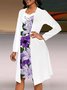 Damen Geblümt Frühling/Herbst Kleid V-Ausschnitt Langarm A-Linien-Kleid