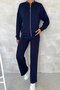 Damen Unifarben Zweiteiliges Set Täglich Langarm Lässig Frühling/Herbst Bluse mit Hose Matching Set