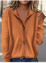 Damen Unifarben Langarm Bequem Retro Strickjacke