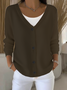 Damen Unifarben Langarm Bequem Lässig Strickjacke