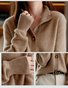Damen Unifarben Langarm Bequem Retro Strickjacke