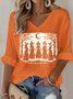 Retro Halloween V-Ausschnitt Dreiviertelärmel T-Shirt