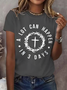 Lässig Kreuz Rundhals Kurzarm T-Shirt