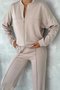 Damen Unifarben Zweiteiliges Set Täglich Langarm Lässig Frühling/Herbst Bluse mit Hose Matching Set