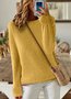 Damen Unifarben Langarm Bequem Retro Strickjacke