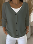 Damen Unifarben Langarm Bequem Lässig Strickjacke