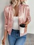 Damen Frühling/Herbst Oberbekleidung Lässig Unifarben Langarm Jacke