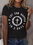 Lässig Kreuz Rundhals Kurzarm T-Shirt