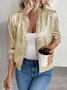 Damen Frühling/Herbst Oberbekleidung Lässig Unifarben Langarm Jacke
