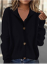 Damen Unifarben Langarm Bequem Retro Strickjacke