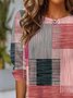 Retro Geometrisch Rundhals Langarm T-Shirt