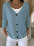 Damen Unifarben Langarm Bequem Lässig Strickjacke