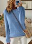 Damen Unifarben Langarm Bequem Retro Strickjacke