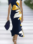 Damen Geblümt Sommer Print Kleid Schulterfrei Flügelärmel H-Linie Kleid
