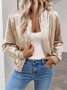 Damen Frühling/Herbst Oberbekleidung Lässig Unifarben Langarm Jacke