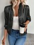 Damen Frühling/Herbst Oberbekleidung Lässig Unifarben Langarm Jacke